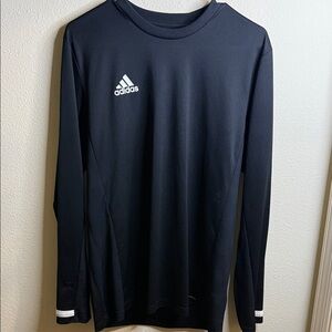 adidas Black Long-Sleeve Crew Training Shirt with White Logo